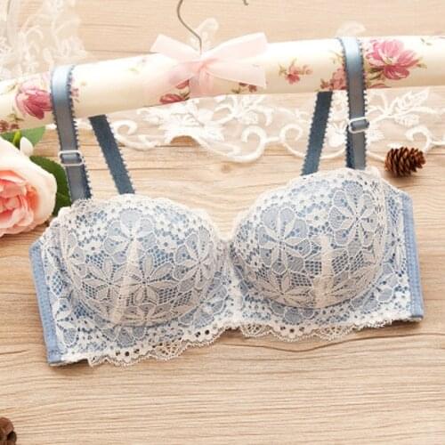 Sanderala Sexy Women Cotton Lace Underwear Push Up Brassiere Princess Strap Lingerie Bralette 1/2 Cup Padded Bra Floral Lingerie