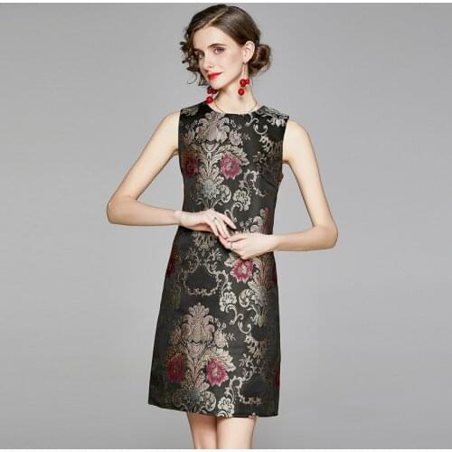 ZUOMAN Women Luxury Jacquard Dress Festa High Quality Elegant Cocktail Party Robe Femme Vintage Floral Designer Short Vestidos