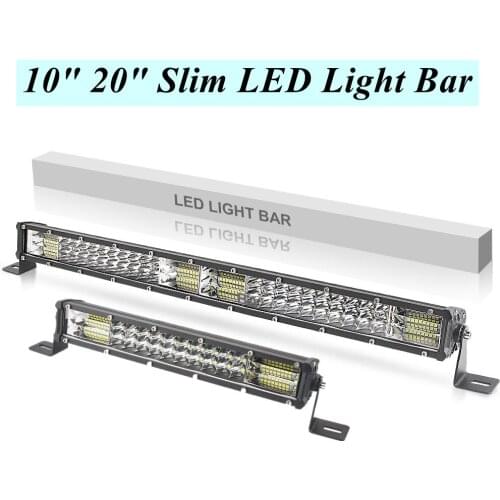 10" 20" Silm LED Light Bar Triple Row Work Light Combo Beam Yellow White Light 12000LM 24000LM 12V 24V For Offroad Truck Car