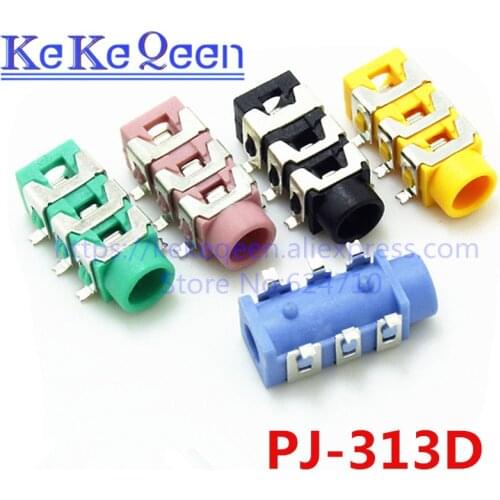 10pcs/lot 3.5mm Female Audio Connector SMT 6Pin Stereo Headphone Jack PJ313D PJ-313D SMD 6Pin 5 colors