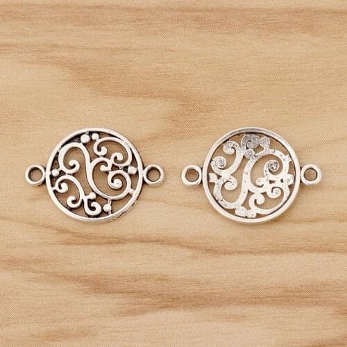20 Pieces Tibetan Silver Spiral Swirl Circle Connector Charms for Bracelet Jewellery Making 20x14mm