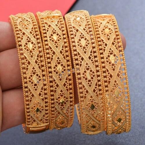 4pcs/set Ethiopia Bangle For Women Africa Bracelet Wedding Jewelry Gold color Bangle&Bracelet Ethiopian Wedding Bride Jewelry
