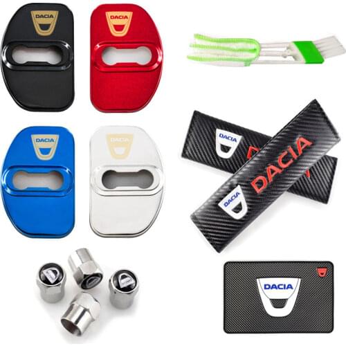 Car decoration accessories auto styling door lock cover seat belt case sticker for Dacia duster logan sandero stepway logdy