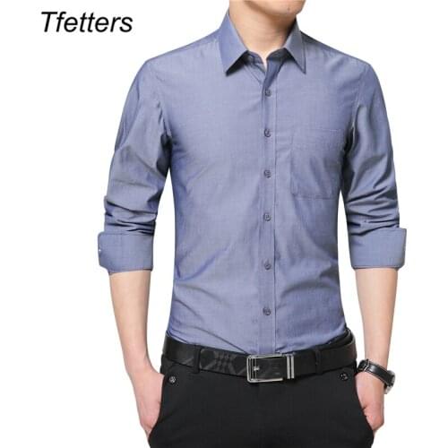 TFETTERS Brand New Mens Dress Shirt Long Sleeve Cool Shirt Candy Color Plus Size 5XL Turn Down Collar Slim Fit Shirt for Men