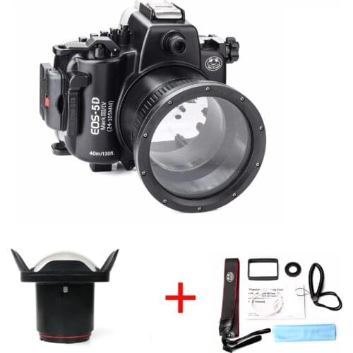 Meikon 5D4 5D IV 40M 130ft Diving Waterproof Housing Case Bag for Canon 5D III IV 5D3 5D4 Support 24-105mm Lens + WA-1 Fisheye