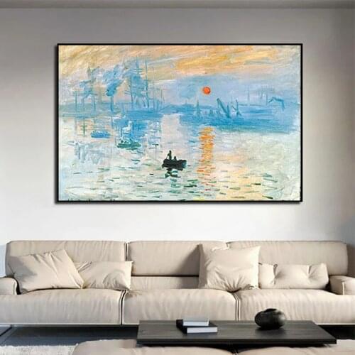 Famous Claude Monet Impression Sunrise Landscape Canvas Painting Posters Prints Wall Art Abstract Picture Living Room Home Decor