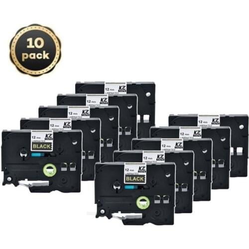 10pcs 12mm Tze334 tze tape Gold on Black Laminated Label Tape Cassette Cartridge label ribbon Tze-334 tze 334 tze334 for P-touch