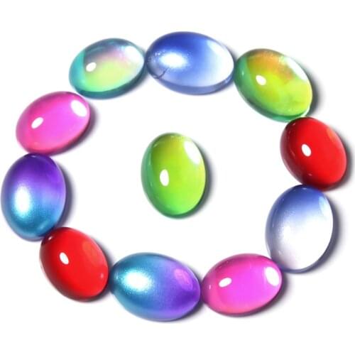 CKysee 50PCS/Lots Gemstone Ring Glass Material Plating Glazed Glitter Ring Face DIY Woman Jewelry Accessories Handmade Size 8X10