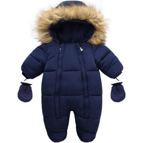 Overalls baby clothes Winter Plus velvet New born Infant Boys Girls Warm Thick Jumpsuit Hooded Outfits Snowsuit coat kids Romper