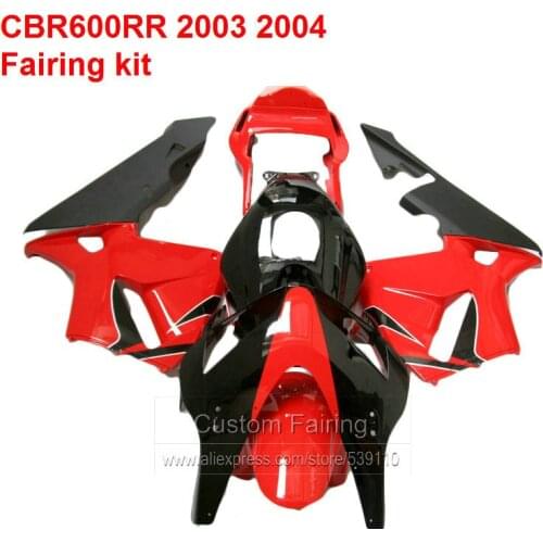Red & Black Fairings For HONDA CBR600RR 03 04 Add Sticker ( INJECTION ) Fairing Kit HX19