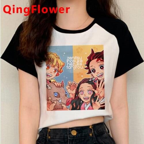 Demon Slayer Kimetsu No Yaiba Tanjirou Kamado summer top women kawaii harajuku streetwear summer top t-shirt white t shirt