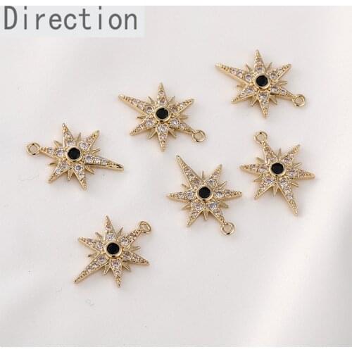 Copper-plated 14k gold-plated zircon six-star mans pendant diy bracelet necklace earrings pendant accessories materials