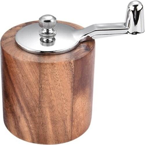 Salt and Pepper Mill, Hand Crank Wood Pepper Grinder Salt Shaker with Classic Handle and Adjustable Ceramic Rotor
