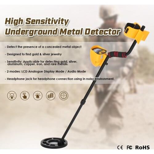 Metal Detector High Sensitivity Gold Digger with Waterproof Search Coil Backlit LCD Display Treasure Detector Finder Scanner