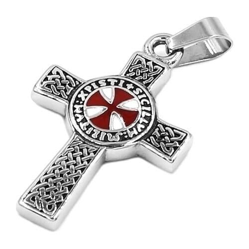 Fashion Celtic Knot Red Cross Pendant Stainless Steel Jewelry Templar Armor Shield Knight Cross Men Pendant Wholesale SWP0495A