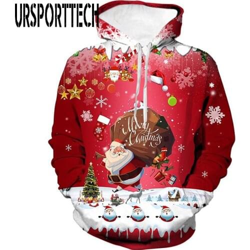 Hot Christmas Hoodie Men/Women Autumn Winter 3D Printed Hoodie Xmas Sweatshirt Casual Santa Claus Pullover Sweatshirts Men 2019