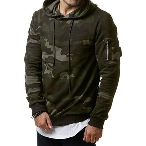 Men Spring and Autumn Camouflage Hooded Sweater Casual Fashion Comfortable Warm Fleece Crew Neck Jacket Sweatshirt M-3XL