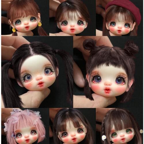 New 1/8 BJD Doll Cute DIY Hand Make Up Dolls Accessories Lucky Bald Head With 3D Eyes Doll Head Childrens Toys Send Doll Body