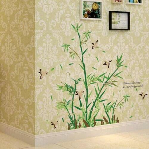 New Chinese Green Bamboo Wall Stickers Bedroom Living Room Sofa TV Background Decorative Decals PVC Plant Art Mural Home Decor