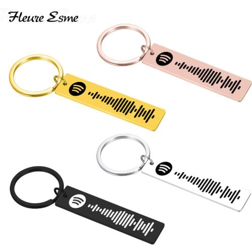 Personalized Music Spotify Scan Code Keychain for Women Men Stainless Steel Keyring Custom Laser Engrave Spotify Code Jewelry