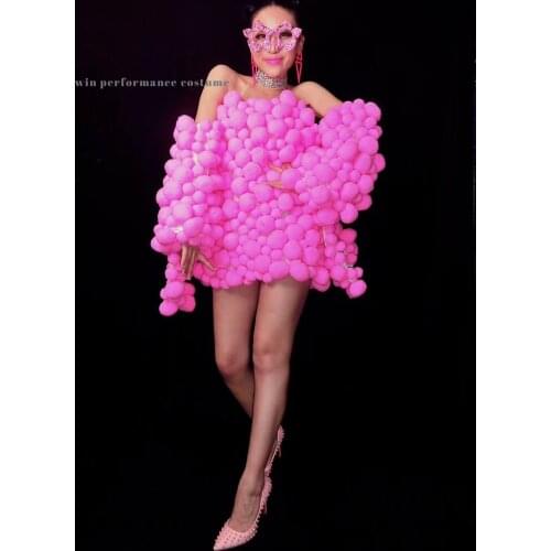 Plush ball dress game stage performancewear birthday party live show bar outfit cute sweet costume exotic noverty