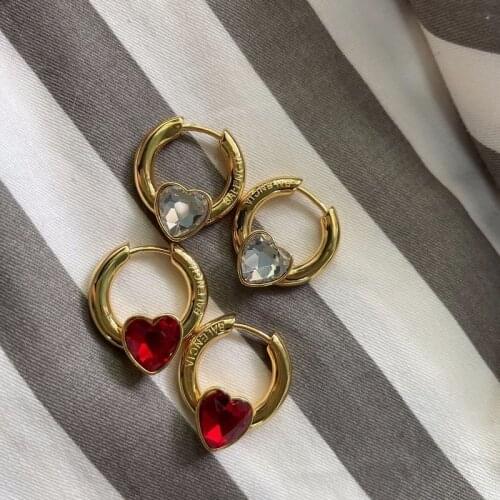 Simple love earrings temperament small heart-shaped retro big-name color circle earrings