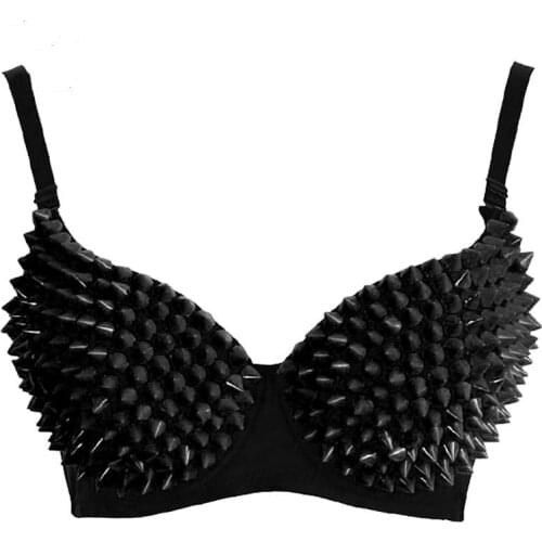 New Purple Candy Color Punk Spike Stud Rivet Sujetadores Push Up Soutien Gorge Sexy Bra Women Bralette Brassiere-25