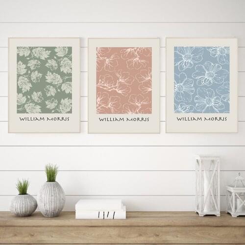 William Morris Flowers Leaves Poster Botanical Canvas Print Contemporary Painting Wall Pictures for Living Room Decoration
