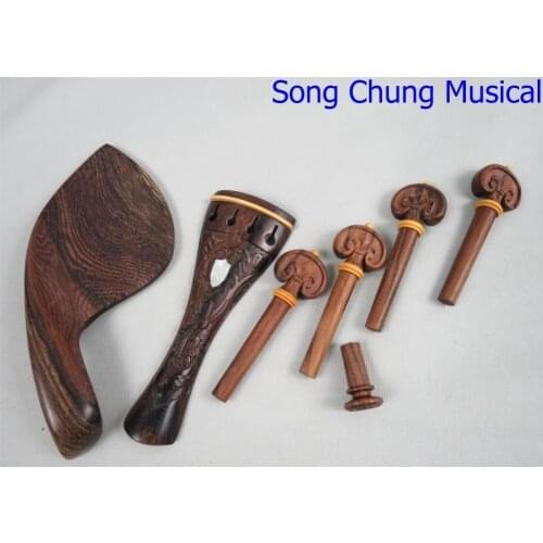 Carved rosewood violin parts. carving tailpiece pegs 4/4 violin part