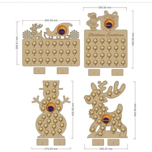 Christmas Calendar Wooden Advent Calendar for Chocolate Orange Christmas Tree Elk Home Party Decoration