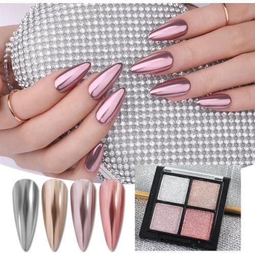 Rose Gold Silver Nail Mirror Glitter Powder Polish Rub Dust Metallic Effect Nail Powder Chrome Pigment DIY Accessories Decor