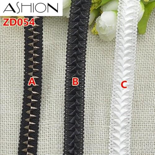 Width 17mm black white Brown polyester corrugated braided lash Crochet ribbon lace trim ZD054