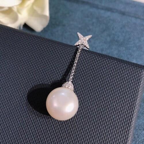 UMGODLY Luxury Brand 1PC Shell Pearl Long Tassel Earring Zirconia Stones Holiday Simplicity Star Fashion Women Party Jewelry