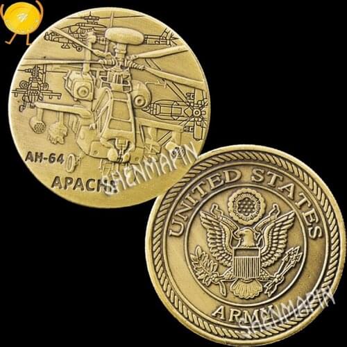US Army AH-64 Helicopter Gunships Commemorative Coin Boeing AH - 64 "Apache" Helicopter Coin Collectibles AAH Challenge Coin