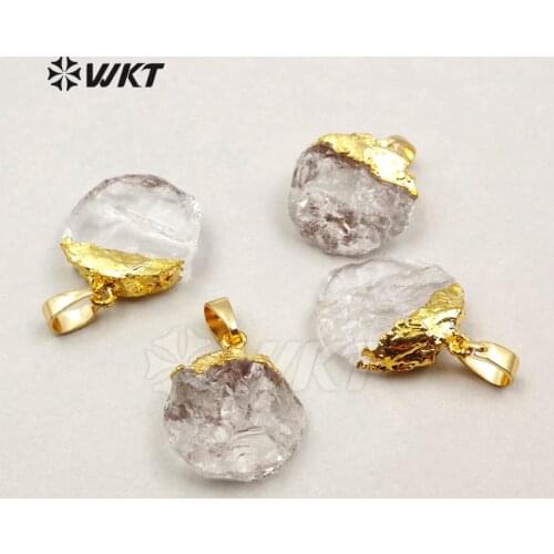 WT-P1230 Fashion Natural Crystal Quartz Pendant With Gold Top Pendant Women Necklace Pendant For Handmade Jewelry Accessory