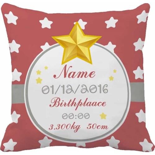 Custom Birth Data Printing Stars Pink Throw Pillow Case Decorative Cushion Cover Pillowcase Cute Birthday Gift By Lvsure
