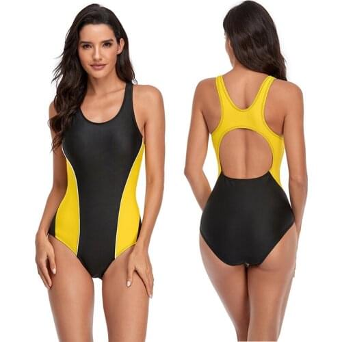 Women Slim Swimwear Summer Sexy Jumpsuit Bikini Swimsuit O-Neck One-Piece Bathing Suit With Chest Padded