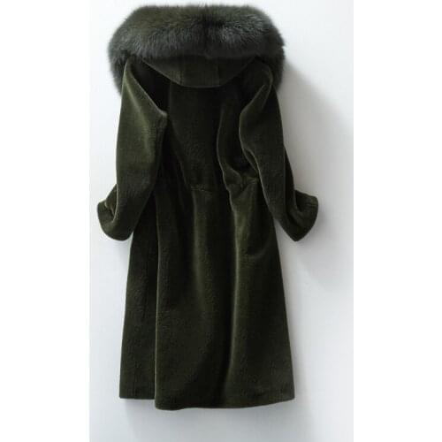 Real Wool Womens 200% Geniuine Sheep Coat Winter Fox Fur Collar Warm Outwear chaquetas BF42252 2020 MF262