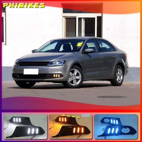 1 Set 12v LED For Volkswagen VW Jetta Sagitar 2012 2013 2014 DRL Daytime Running Lights Daylight ABS Fog Lamp Cover