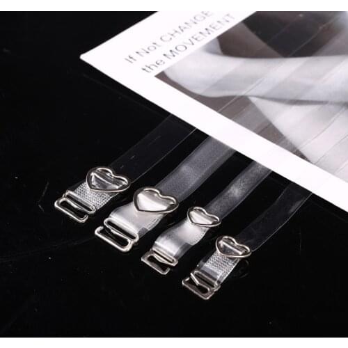 1Pairs Metal Buckle Bra Straps Belt Womens Elastic Transparent Silicone Adjustable Portable Frosted Intimates Accessories