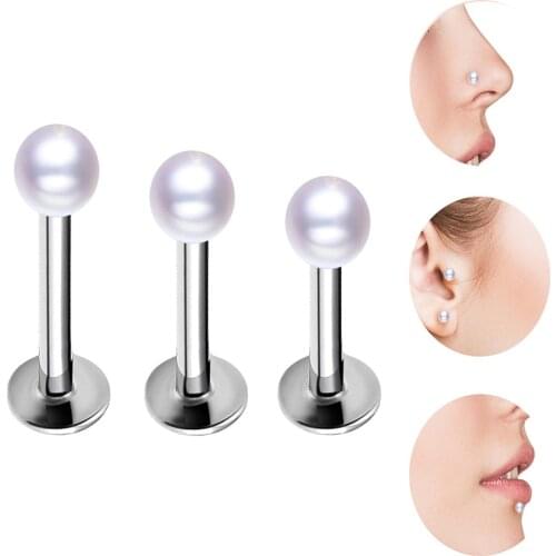 1 Pcs Women Body Piercing Jewelry Faux Pearl Nose Lip Ear Nail Piercing Studs C66
