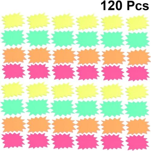 120 Pcs Price Tags Fluorescent Paper Highlighting Explosion Shape Price Label Hanging Tags Price Signs for Mall Store Grocery A5