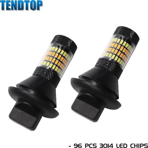 2Pcs Bulbs 96 SMD LED White And Yellow T20 7440 1156 BA15S/ BAU15S P21W PY21W DRL Canbus Turn Signal Lights No Error Cylindrical
