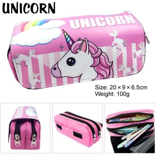 20cm Cartoon Pink Unicorn Pen Bag Student Pencil Case Unicorn Teenage Girls Kids School Stationery Case TFA3344