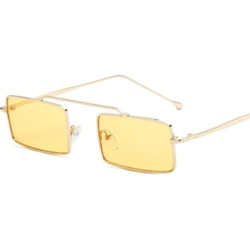 2018 New Square Fashion Brand Designer Sunglasses Women Yellow Lenses Sun Glasses Vintage Retro Female Shades UV400