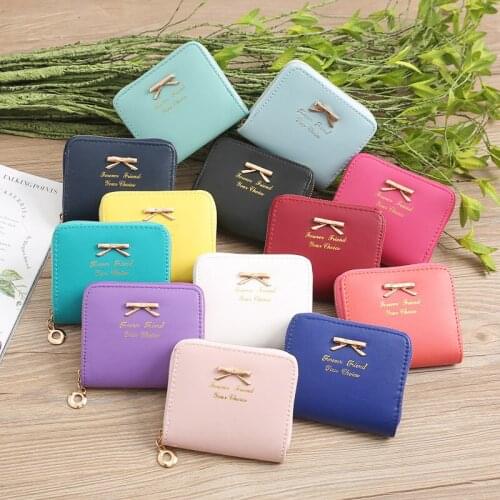 2020 Korean Fashion Ladies Coin Bag Simple Bow Coin Purse Zipper Purse Women Short Wallet Bag Sac Card Holder Portafoglio Donna