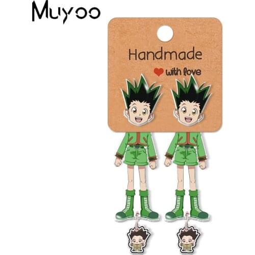 2021 New Anime Hunter X Hunter GON Killua Epoxys Acrylic Earrings Handcraft Stud Earrings