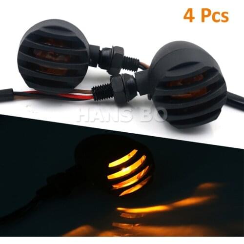 4PCS 12V 5W Metal Bullet Black Amber Bulb Light Motorcycle Turn Signal For Harley Suzuki KAWASAKI Modification Parts