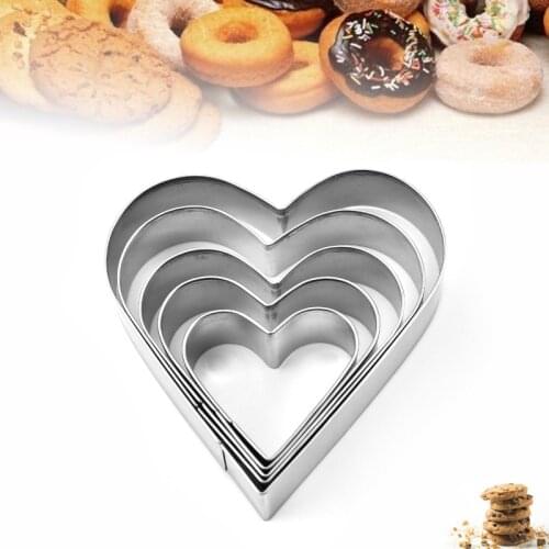 5Pcs/Set Heart Shape Cookie Cutter Mold New Year Decoration Cake Biscuit Baking Tools Christmas DIY Cookie Moulds Kitchen Tools