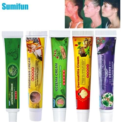 5 Type 5pcs/lot Treatment Psoriasis Cream Antibacterial Antipruritic Dermatitis Eczema Herbal Ointment Anti-Itch Medical Plastem